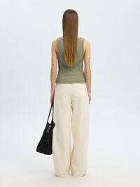 RIBBED COTTON TANK TOP, Vetiver, highres