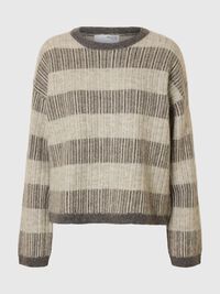 WOOL BLEND KNITTED JUMPER, Medium Grey Melange, highres