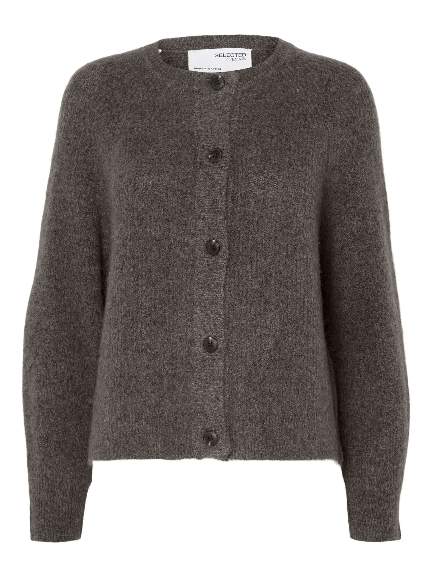 WOOL BLEND CARDIGAN, Medium Grey Melange, highres