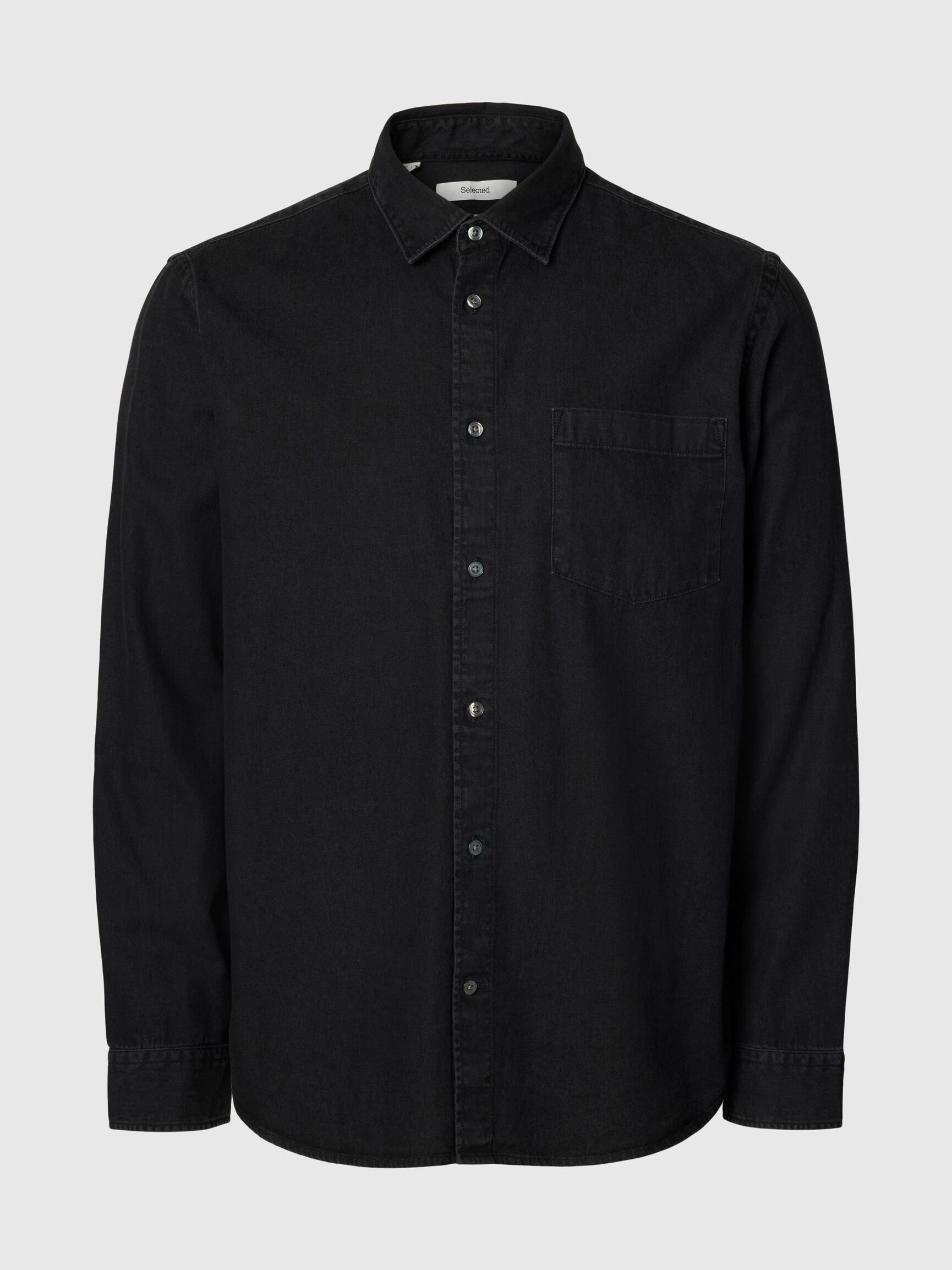 REGULAR FIT HEMD, Black Denim, highres