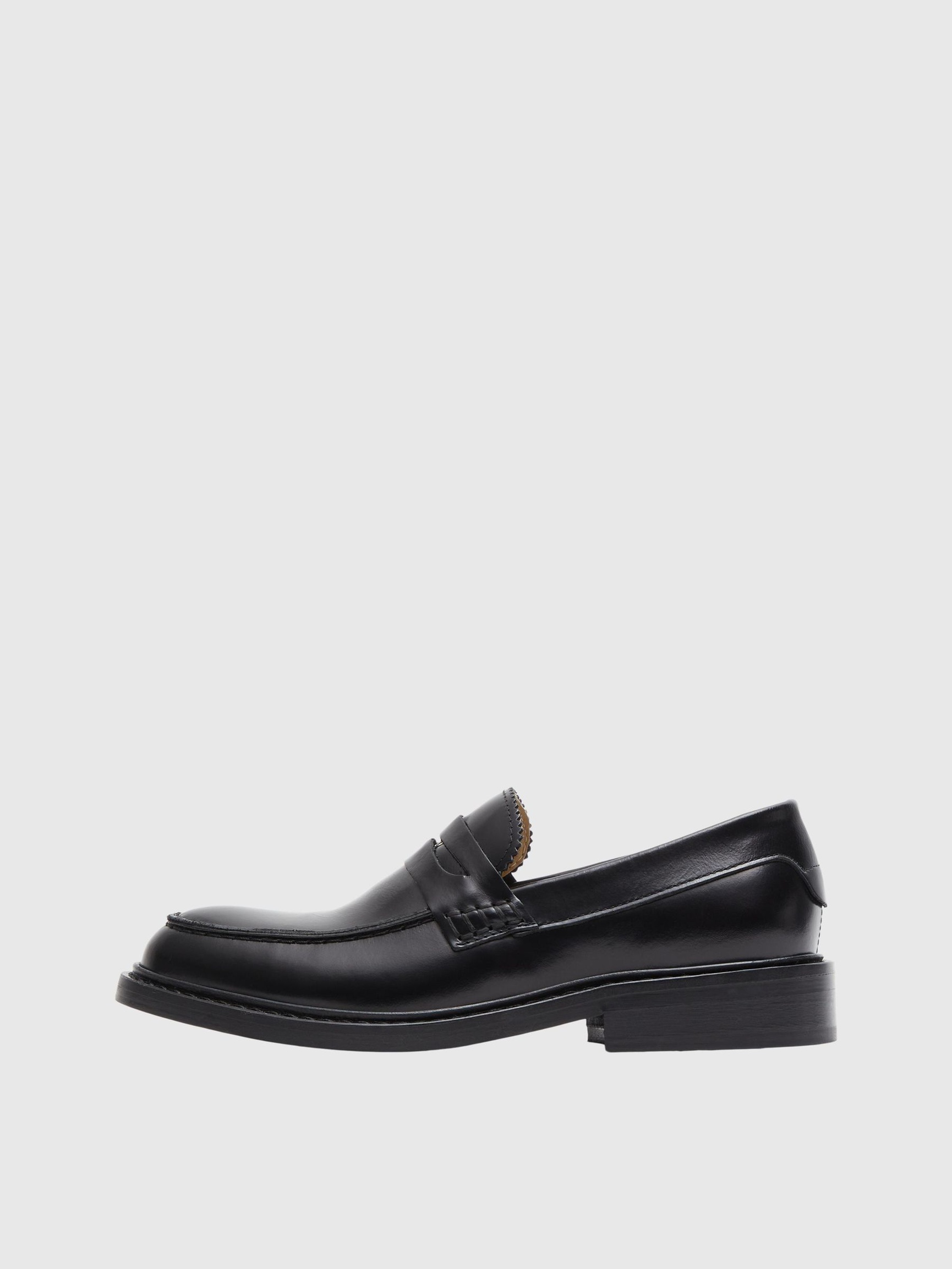 LEATHER LOAFERS, Black, highres