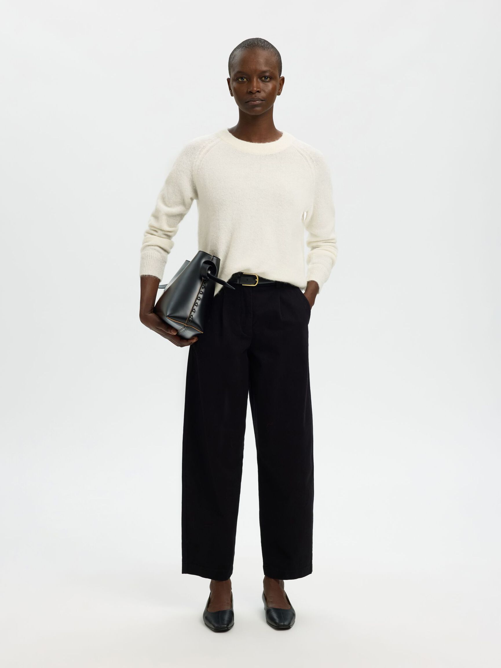 WOOL BLEND JUMPER, Snow White, highres