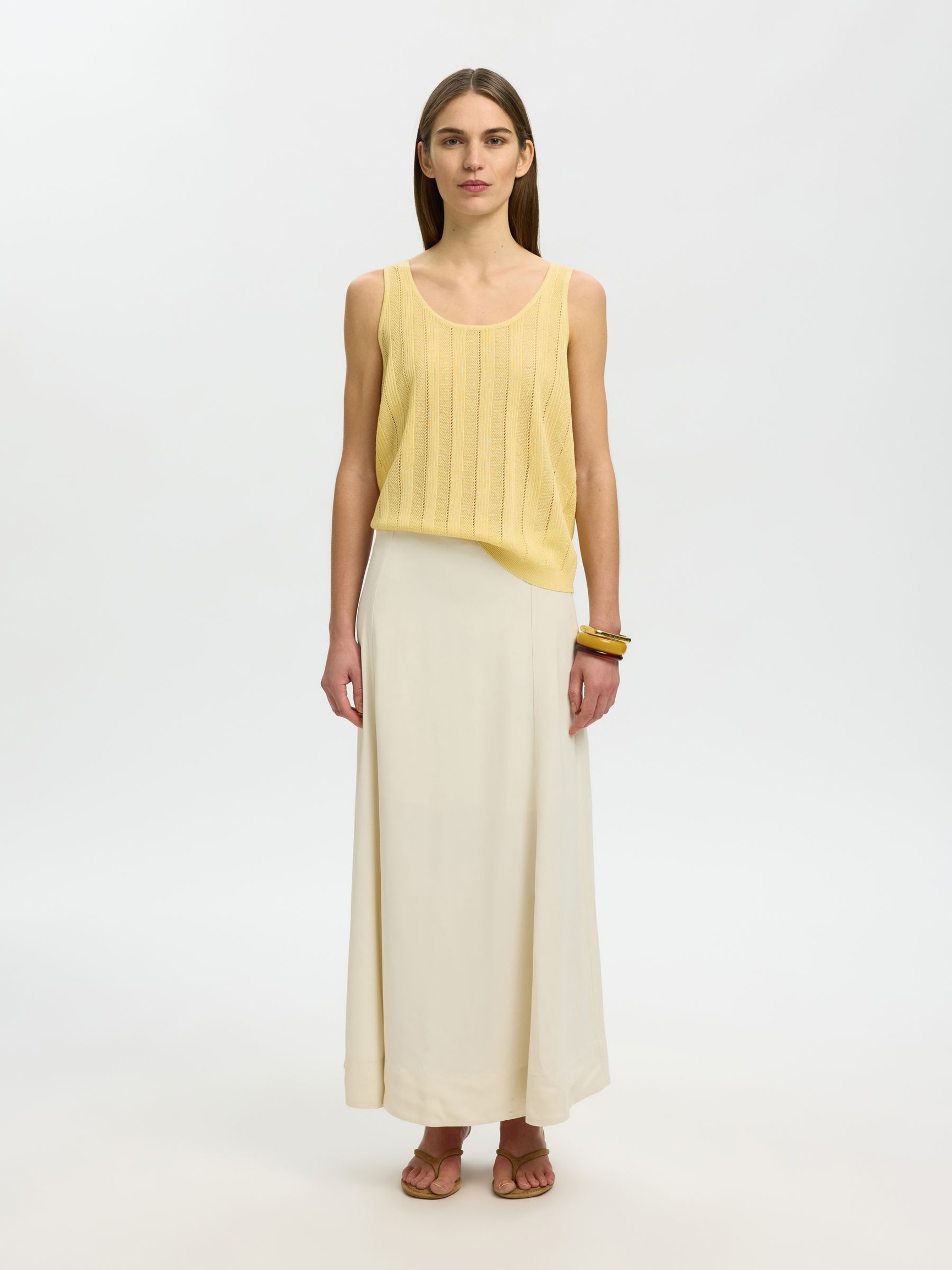 VISCOSE BLEND KNITTED TOP, Italian Straw, highres