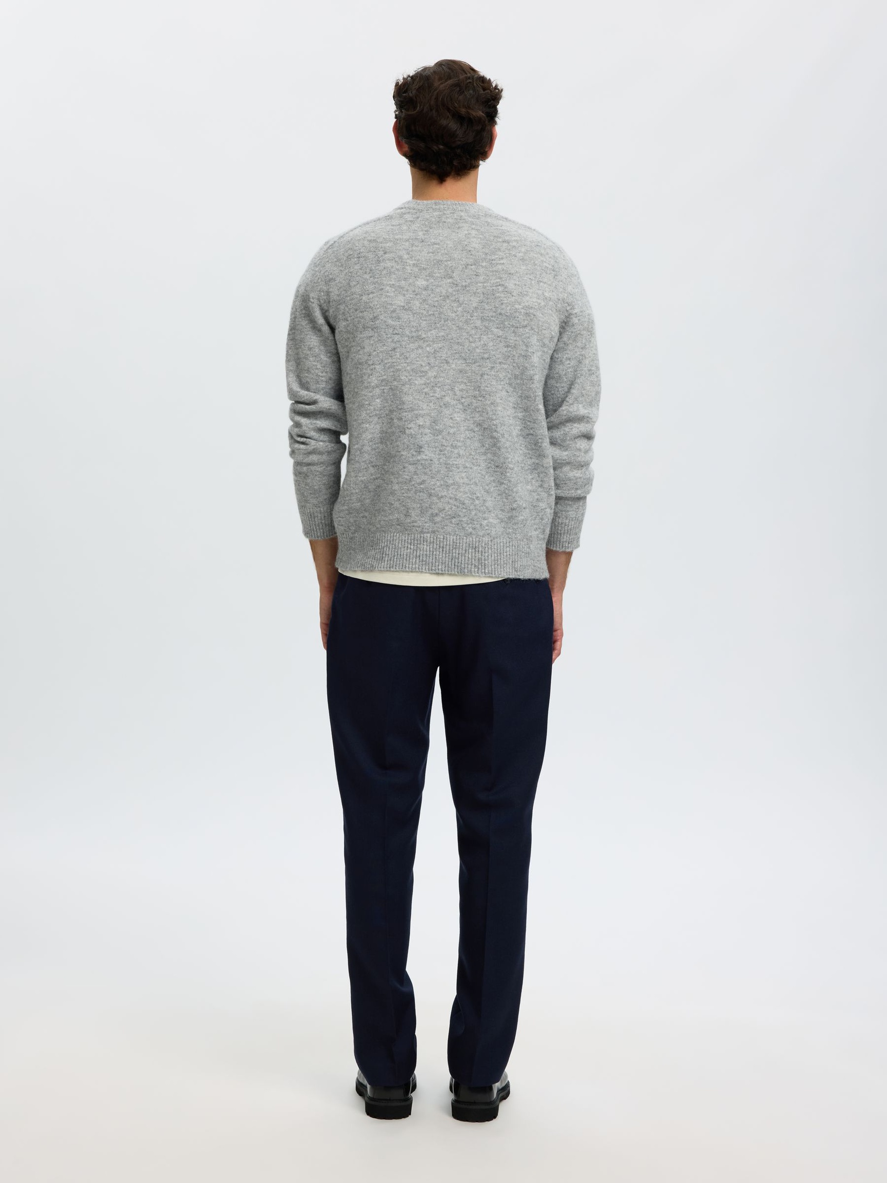 LONG-SLEEVED PULLOVER, Light Grey Melange, highres