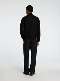 WOOL BLEND BOMBER JACKET, Black, highres