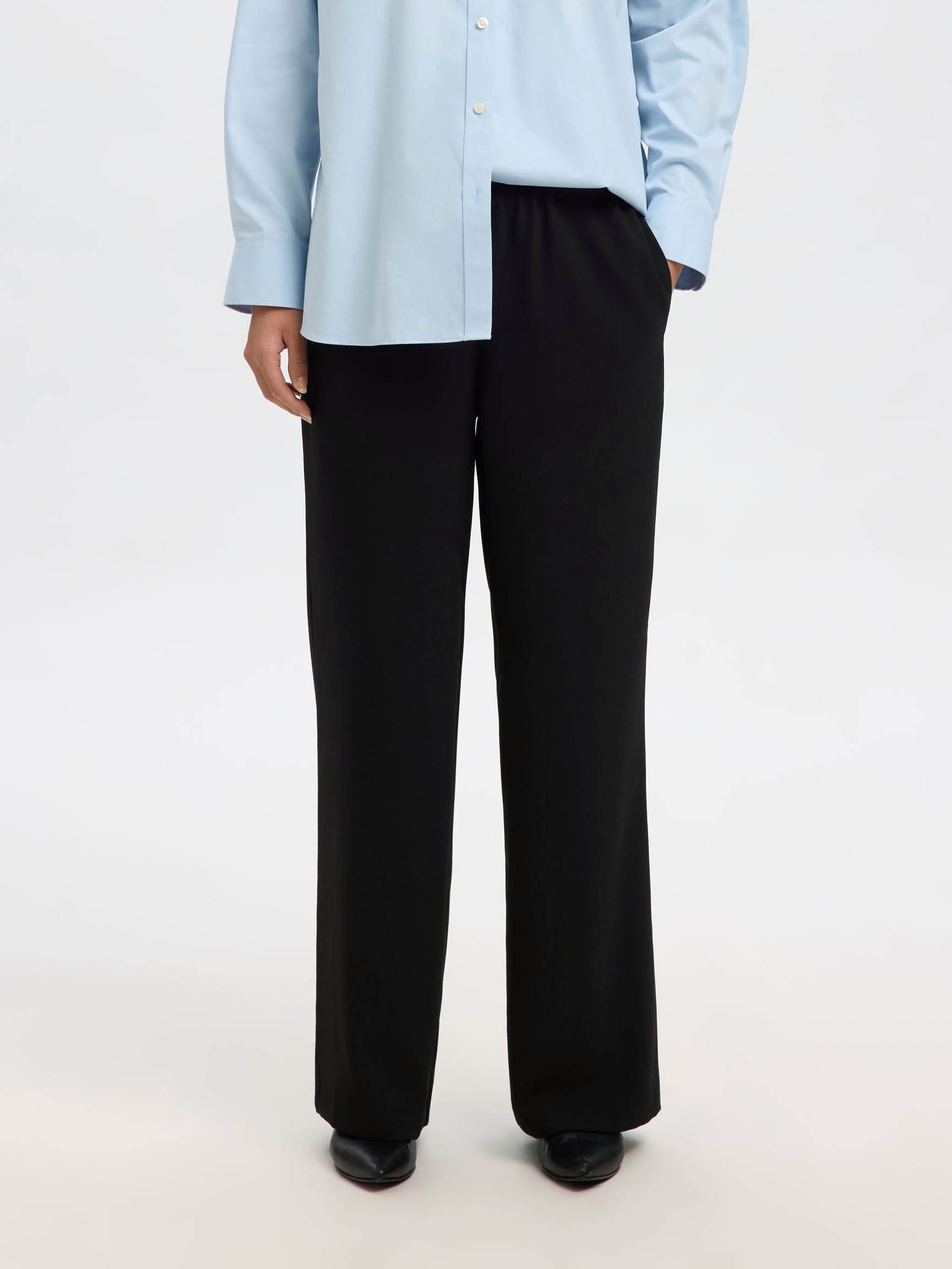 PANTALONI GAMBA AMPIA, Black, highres