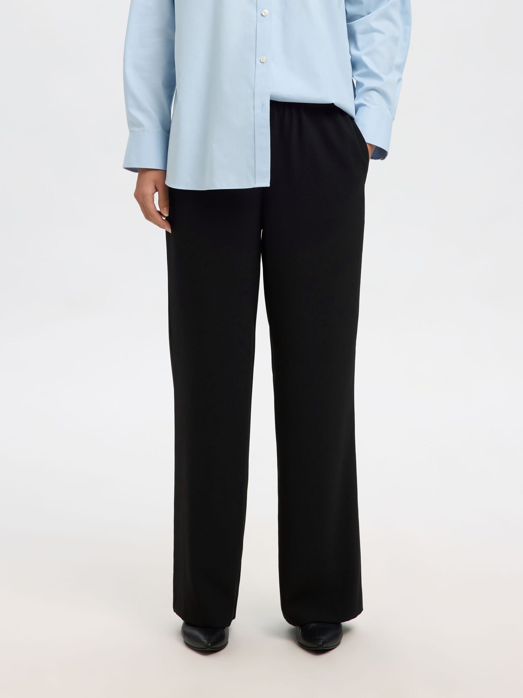 KLASSIEKE WIDE LEG BROEK, Black, highres