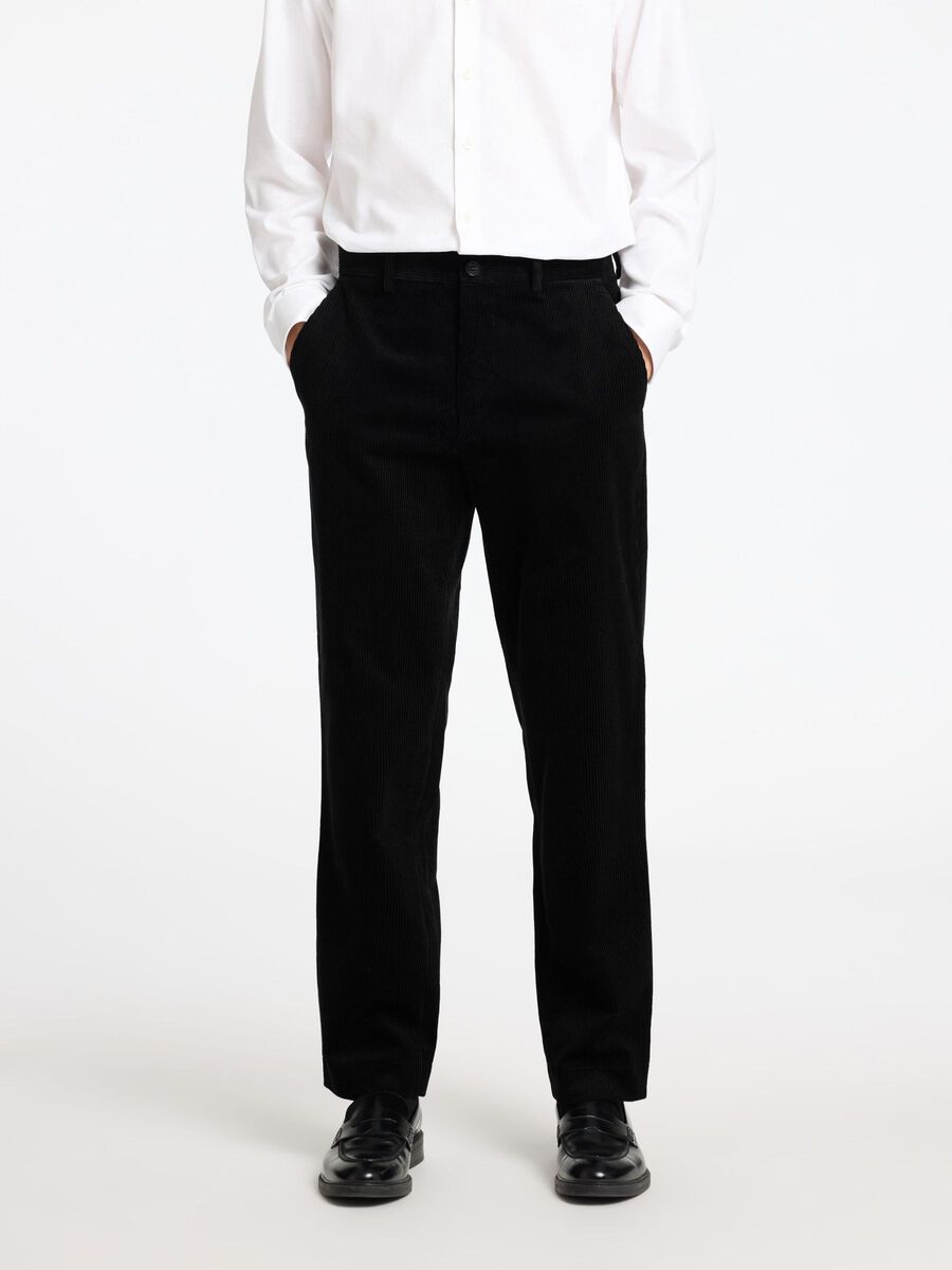 Selected REGULAR FIT CORDUROY TROUSERS, Black, highres - 16097832_Black_003.jpg