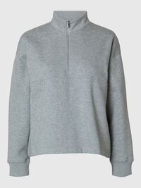 HIGH NECK ZIPPED SWEATSHIRT, Light Grey Melange, highres