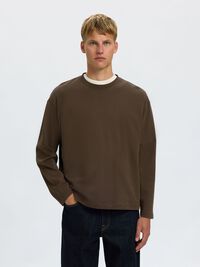 ORGANIC COTTON LONG-SLEEVED T-SHIRT, Turkish Coffee, highres