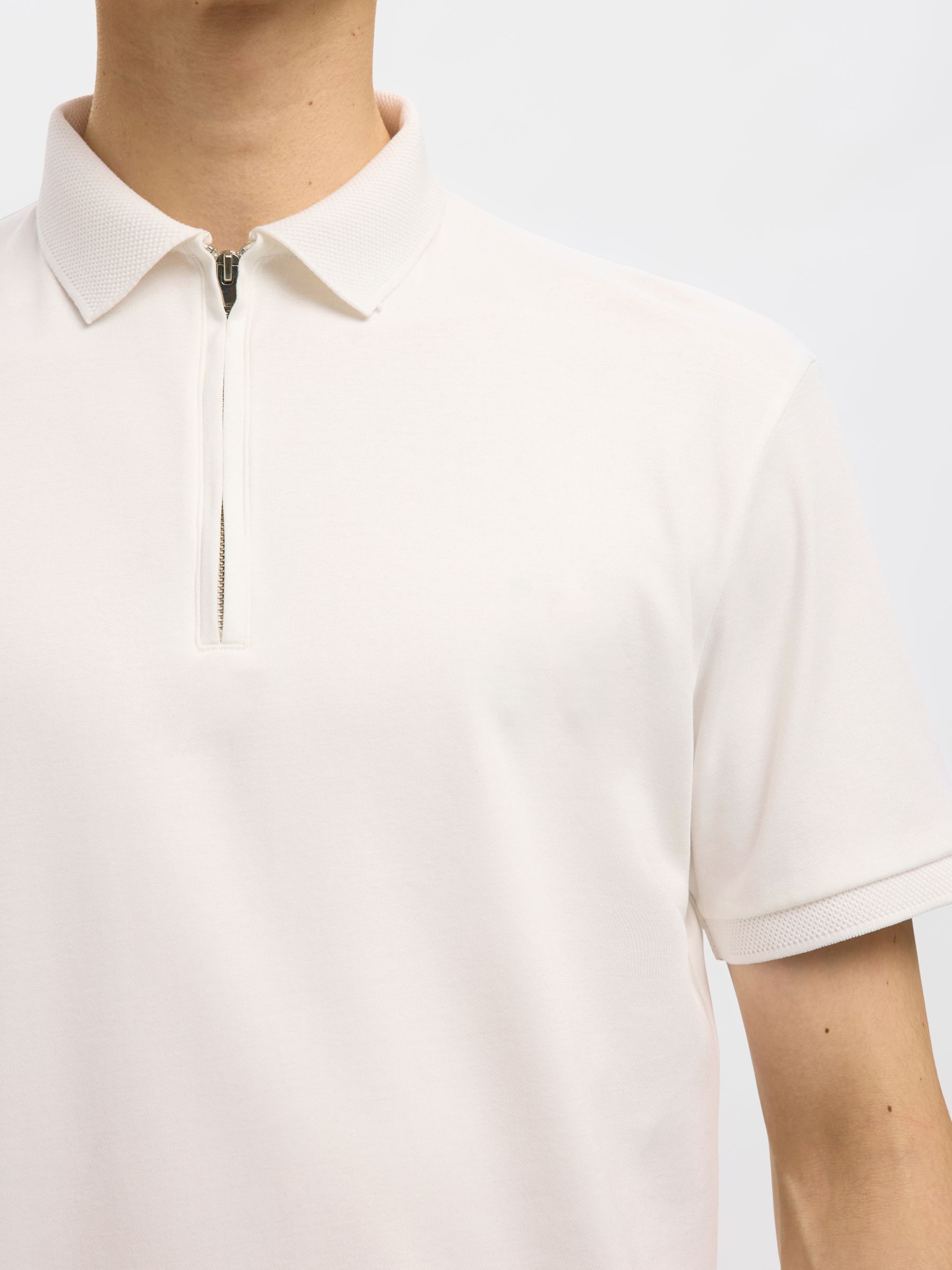 ZIPPER POLO SHIRT | White | Selected