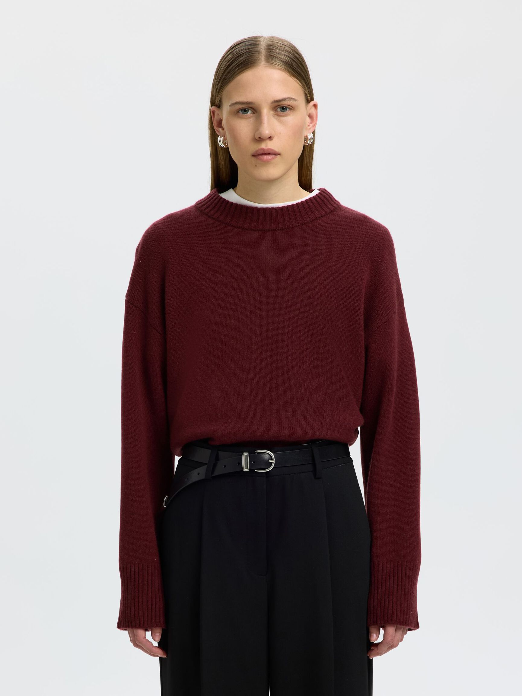 CASHMERE BLEND PULLOVER, Tawny Port, highres
