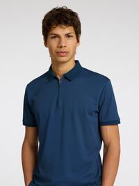 ZIPPER POLO SHIRT, Oceana, highres
