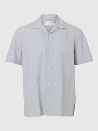 LIN MÉLANGÉ CHEMISE À MANCHES COURTES, Bright White, highres