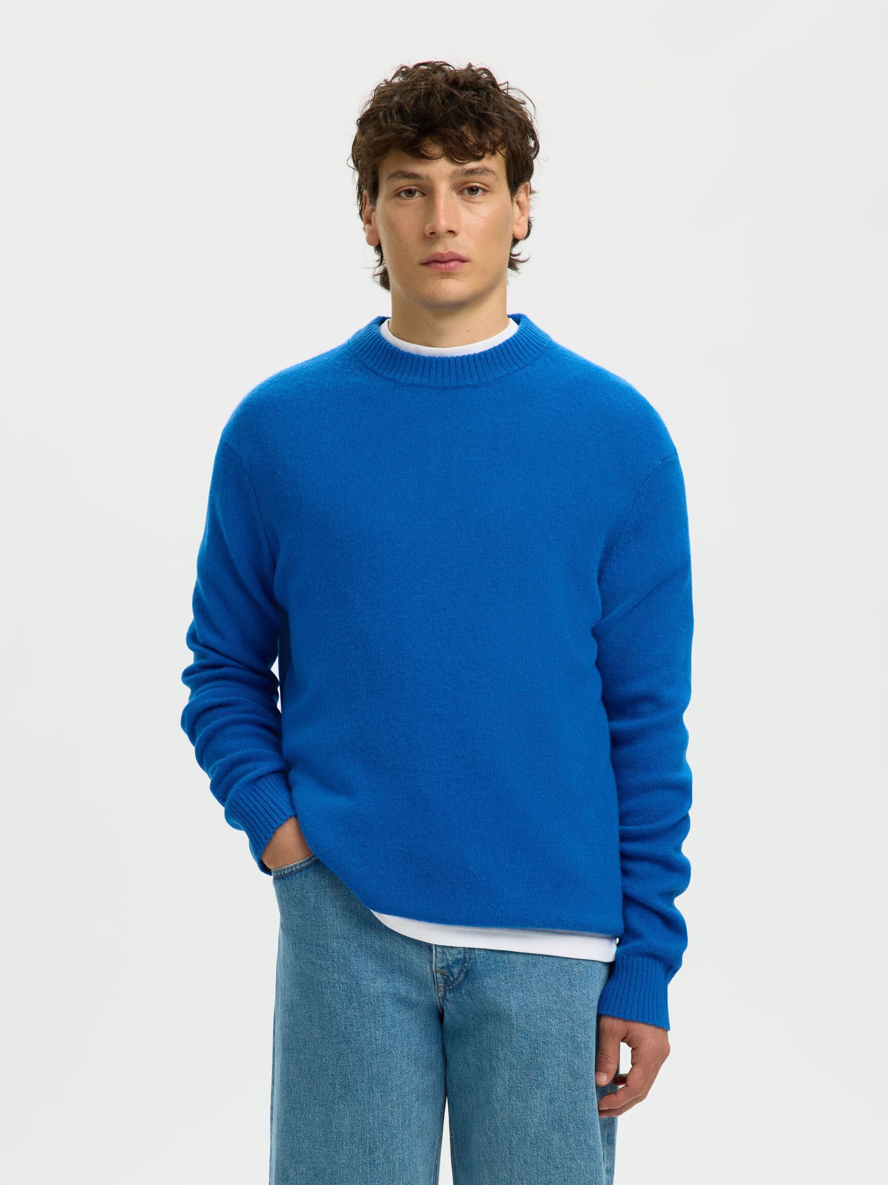 100% WOOL JUMPER, Victoria Blue, highres