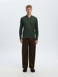 COTTON BLEND POLO SHIRT, Deep Forest, highres