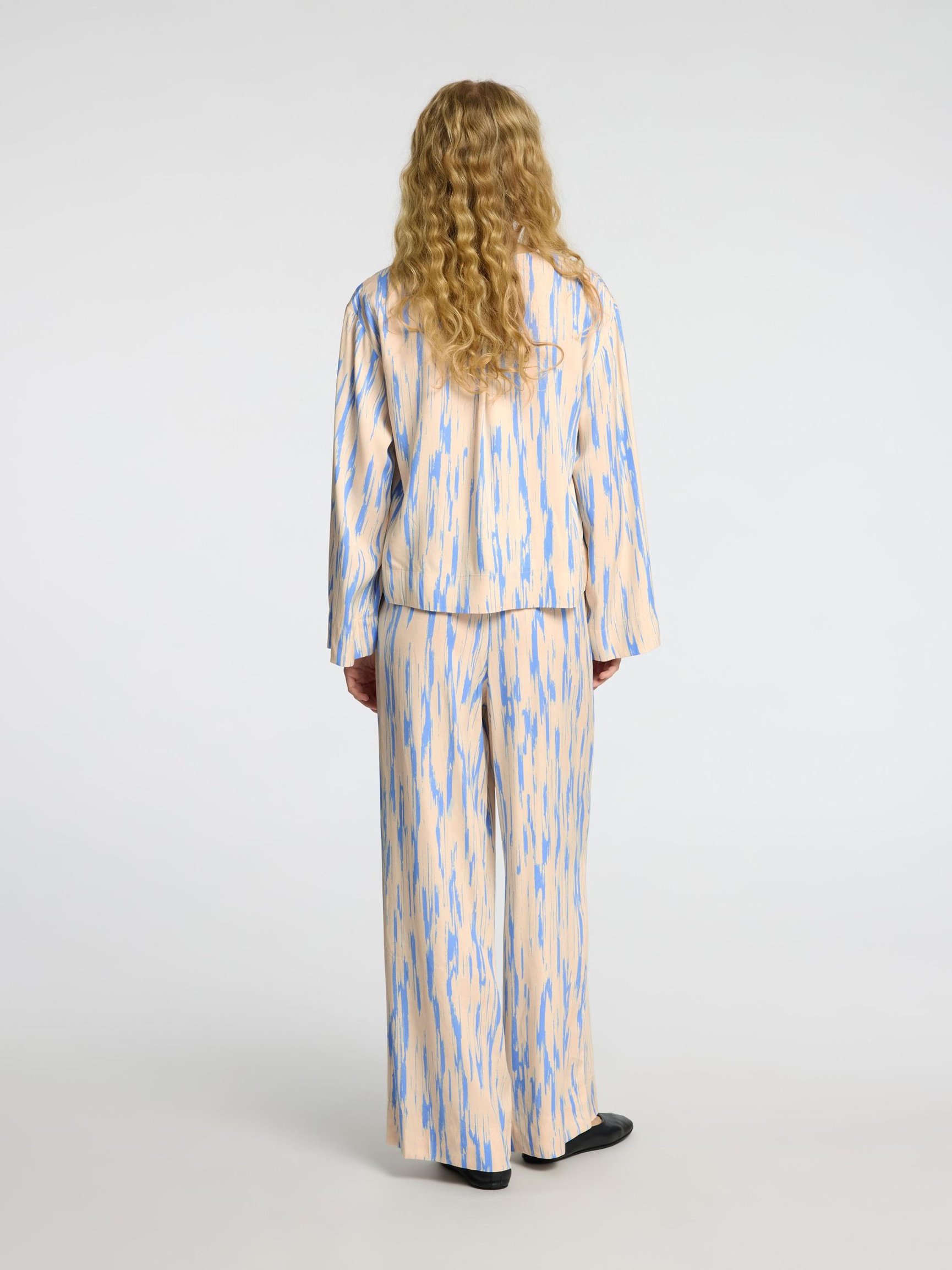 PRINT VISCOSE WIDE LEG BROEK, Birch, highres
