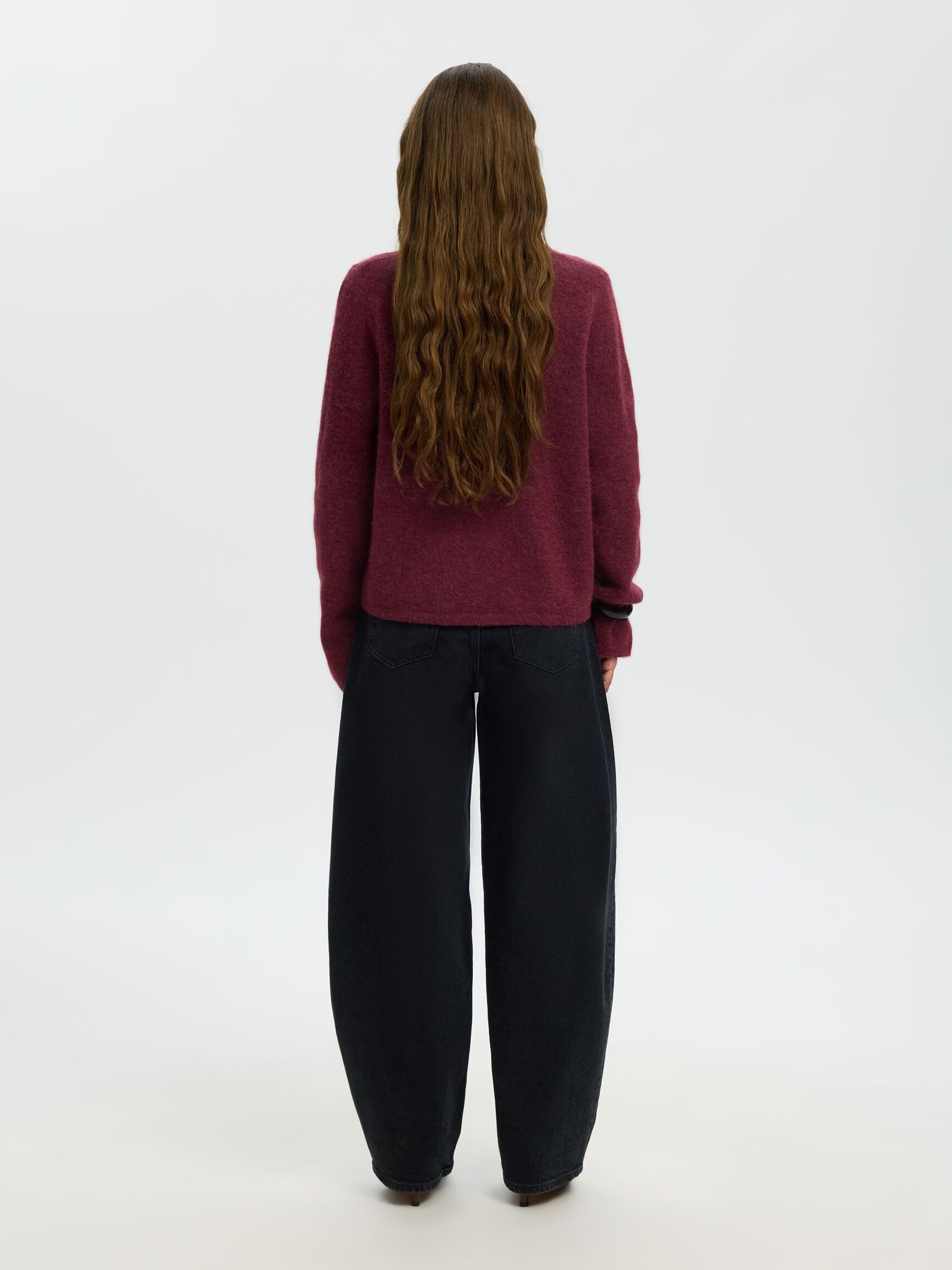 WOOL BLEND CARDIGAN, Tawny Port, highres