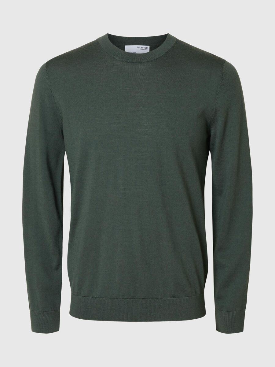 Product tile image - 100% MERINO WOOL CREWNECK JUMPER, Deep Forest | 16094647_DeepForest