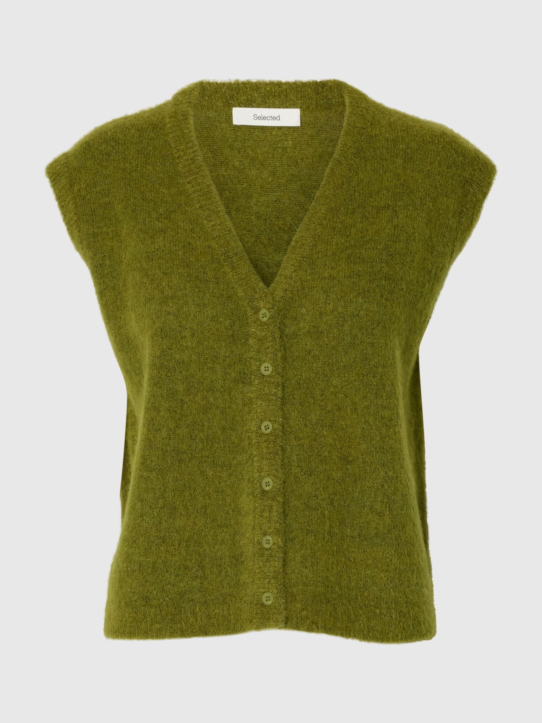 WOOL BLEND KNITTED VEST, Cardamom Seed, highres