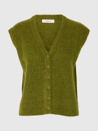 WOOL BLEND KNITTED VEST, Cardamom Seed, highres
