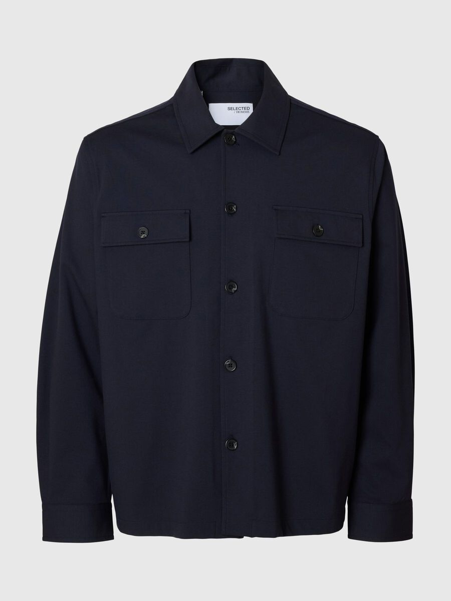 Selected LANGARM OVERSHIRT, Dark Sapphire, highres - 16099821_DarkSapphire_001.jpg