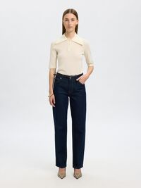 100% MERINO WOOL KNITTED POLO SHIRT, Snow White, highres