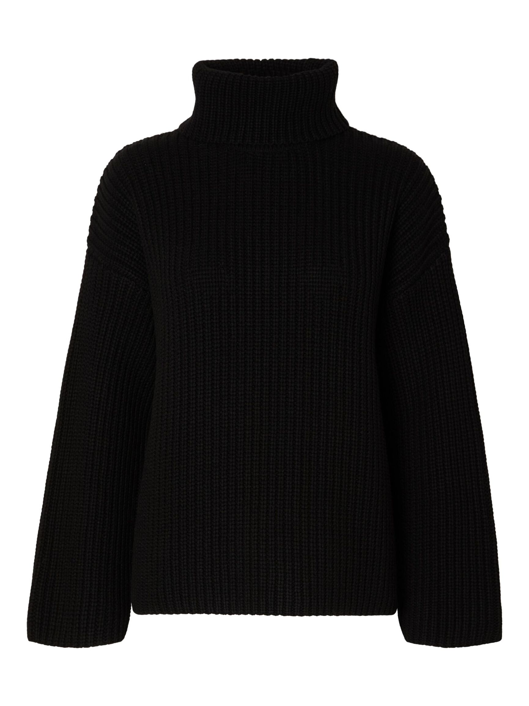 OVERSIZE GROBSTRICKPULLOVER, Black, highres