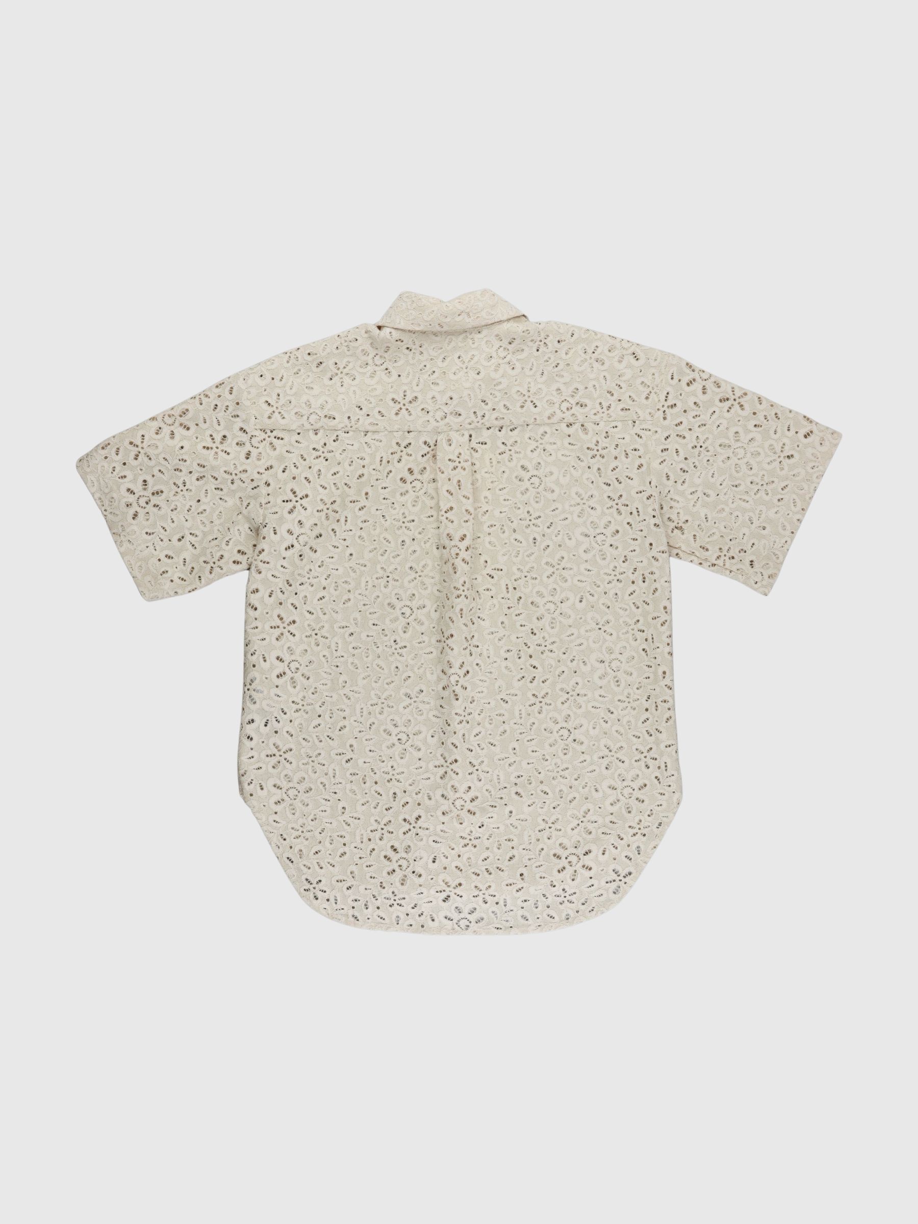 OVERSIZED LACE SHIRT, Sandshell, highres