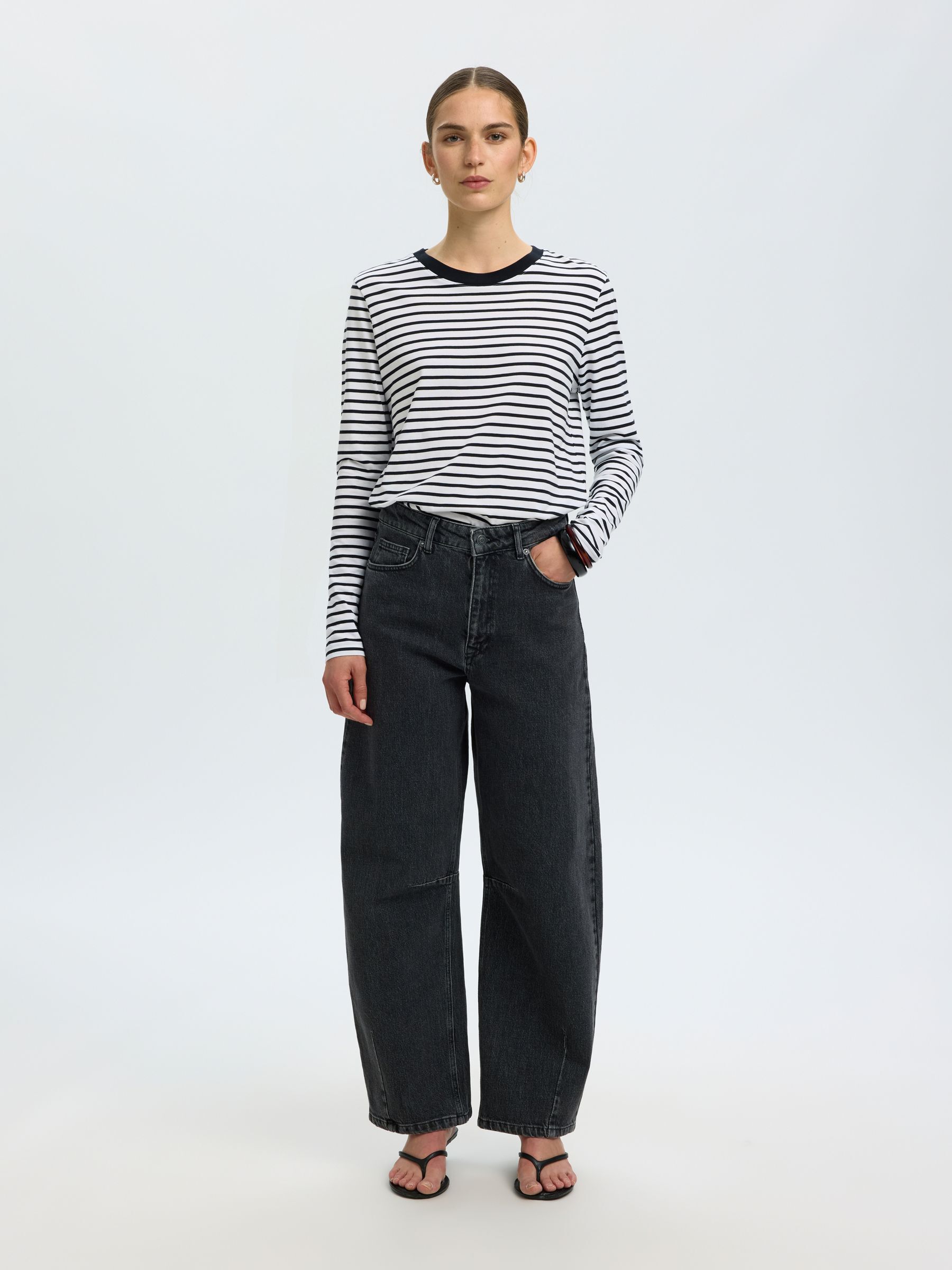 RANDIG LÅNGÄRMAD T-SHIRT, Black, highres