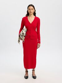 VISCOSE BLEND MIDI SKIRT, Equestrian Red, highres
