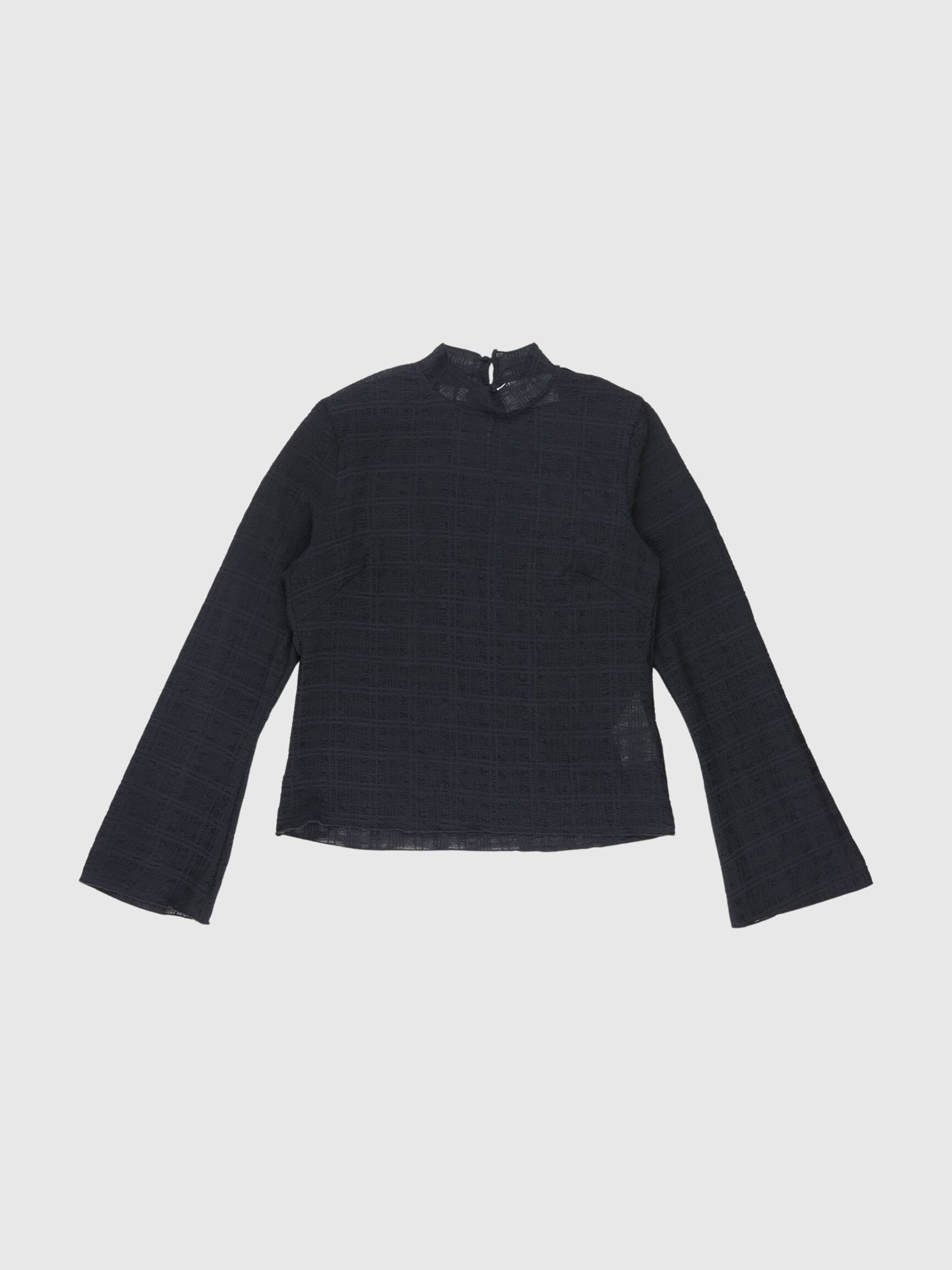 SMOCK DETAILED TOP, Black, highres