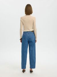 HIGH WAIST BARREL FIT JEANS, Medium Blue Denim, highres
