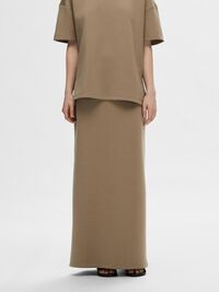 HOGE TAILLE MAXI ROK, Greige, highres