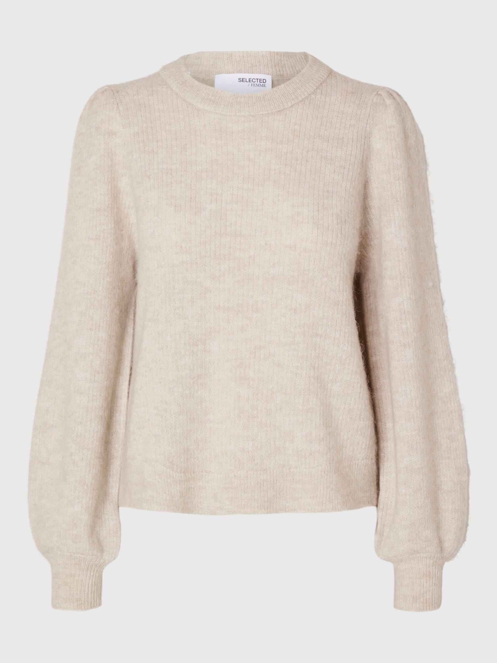 WOOL BLEND KNITTED JUMPER, Birch, highres