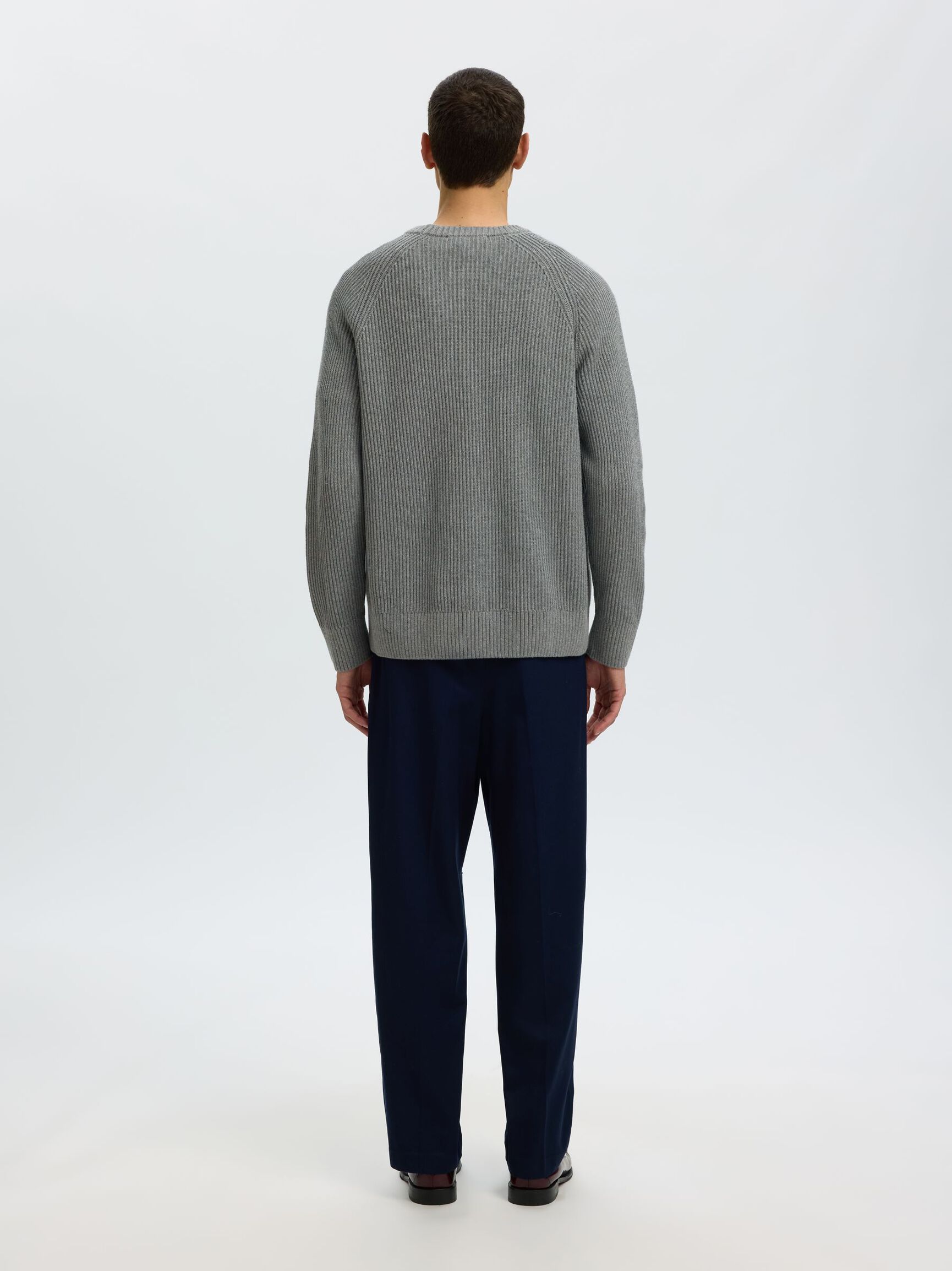 KATOENEN GEBREIDE TRUI, Medium Grey Melange, highres