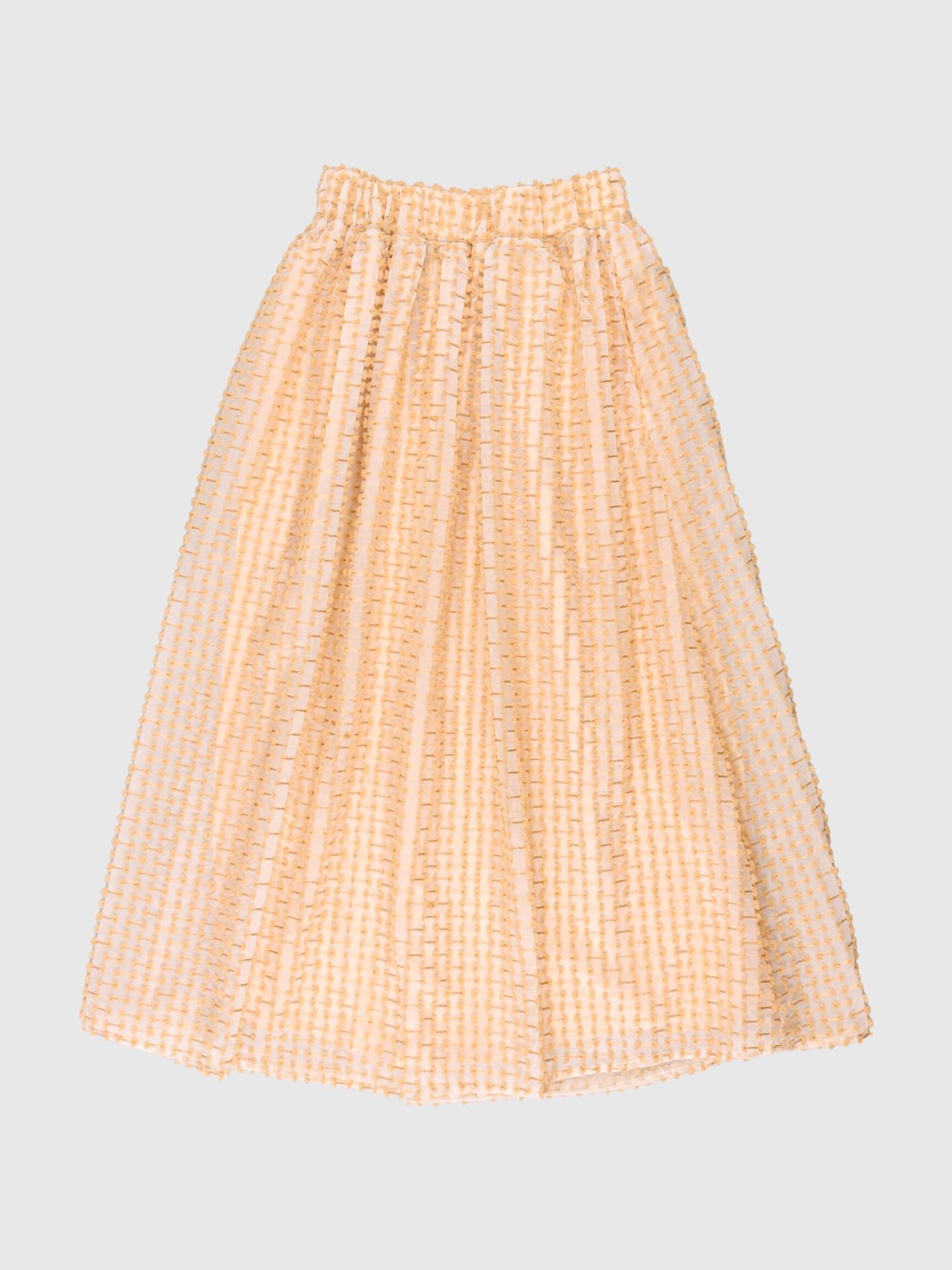 TEXTURED A-SHAPE ELASTIC WAIST SKIRT, White, highres