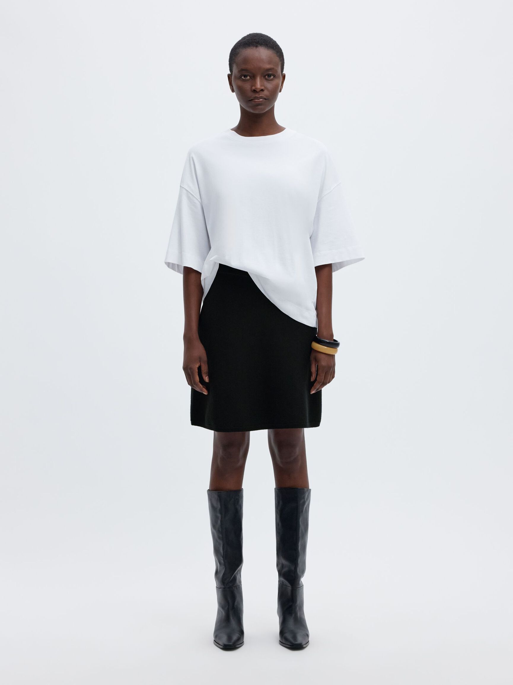 VISCOSE BLEND MINI SKIRT, Black, highres