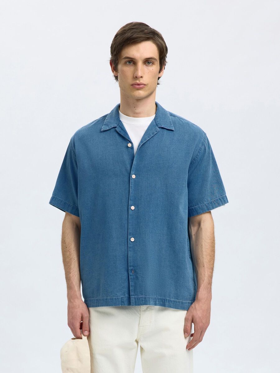 Selected KORTE MOUWEN SPIJKERBLOUSE, Medium Blue Denim, highres - 16097694_MediumBlueDenim_003.jpg