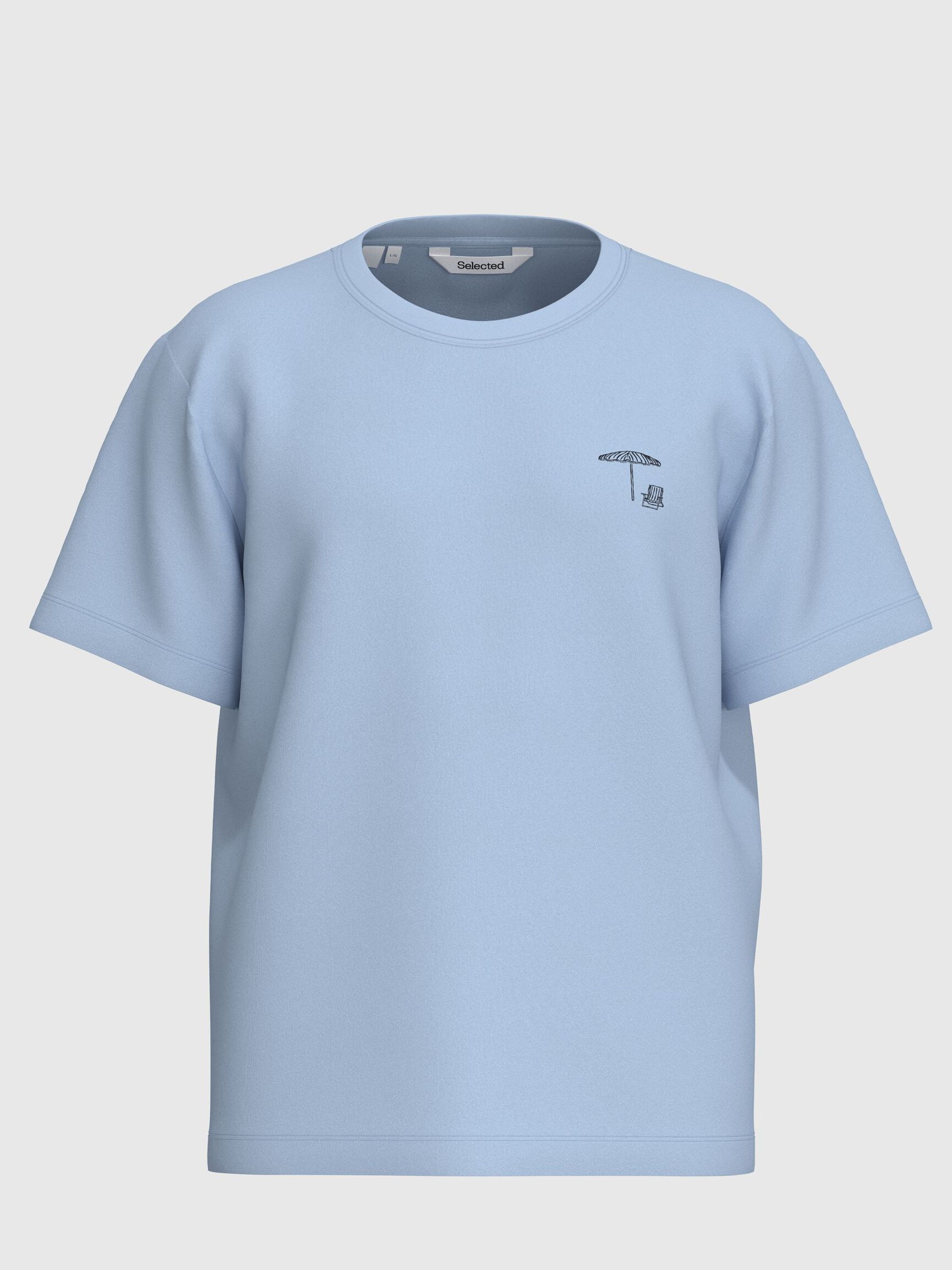 REGULAR FIT COTTON T-SHIRT, Cashmere Blue, highres