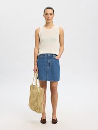 HIGH WAIST JEANSROCK, Medium Blue Denim, highres
