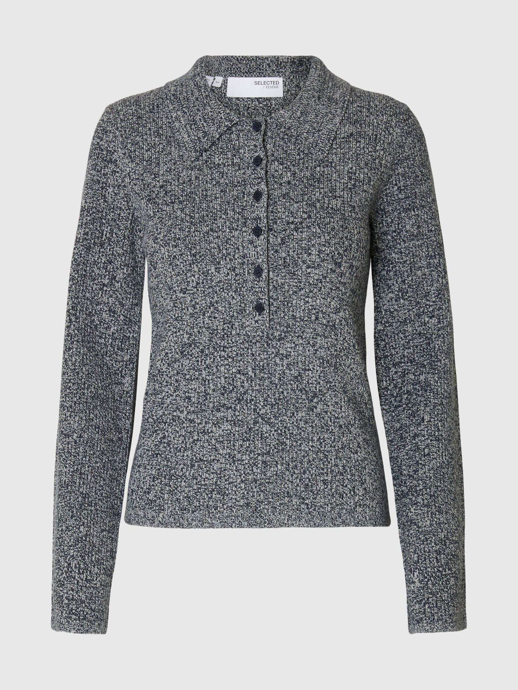 VISKOSEMIX POLOHEMD AUS STRICK, Dark Sapphire, highres