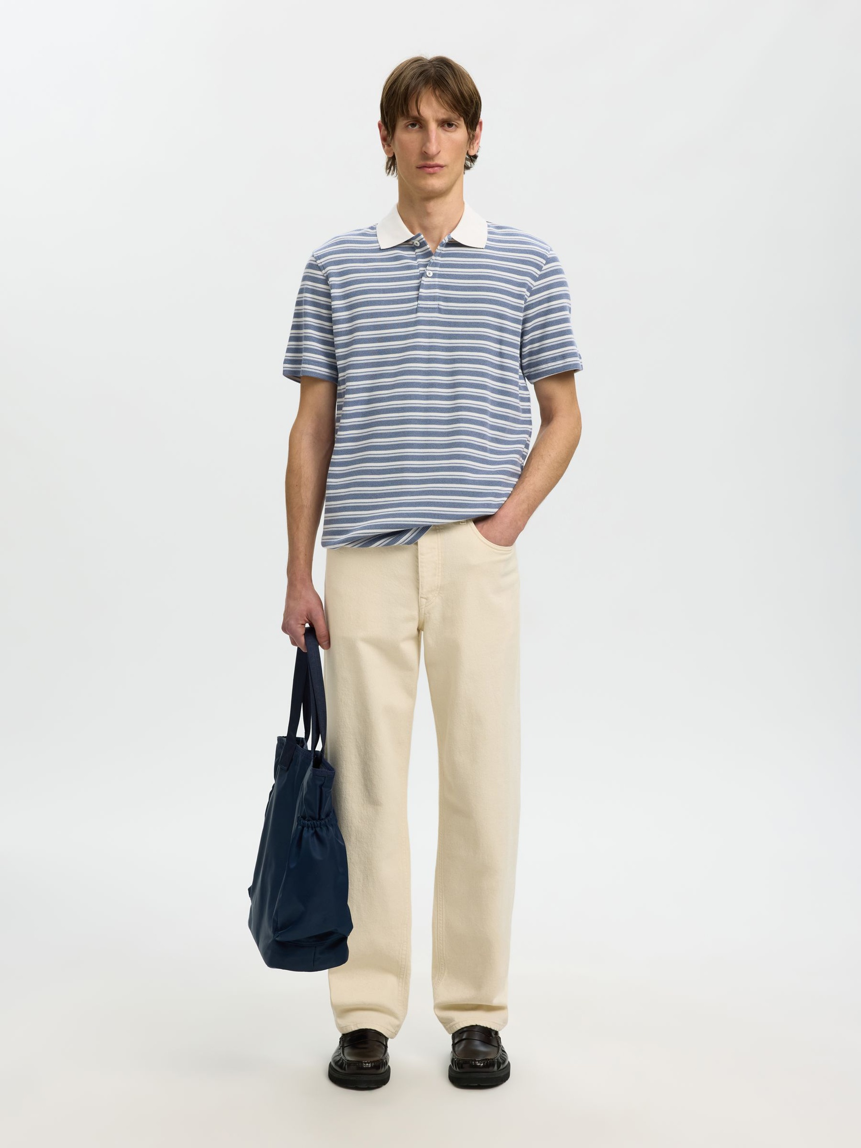 SHORT SLEEVED POLO SHIRT, Egret, highres