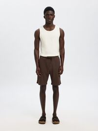 WAFELTEXTUUR SHORTS, Chocolate Brown, highres