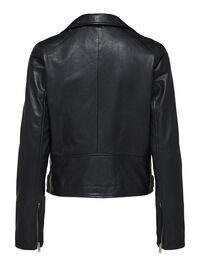 CLASSIC LEATHER JACKET, Black, highres
