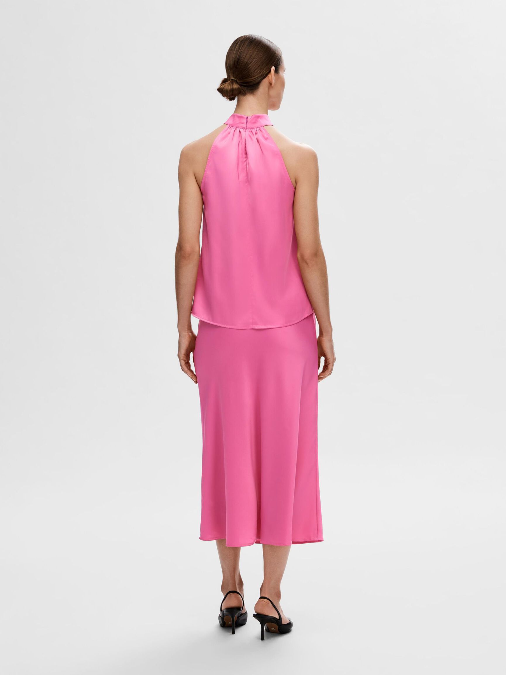 SATIN HALTERNECK TOP, Phlox Pink, highres
