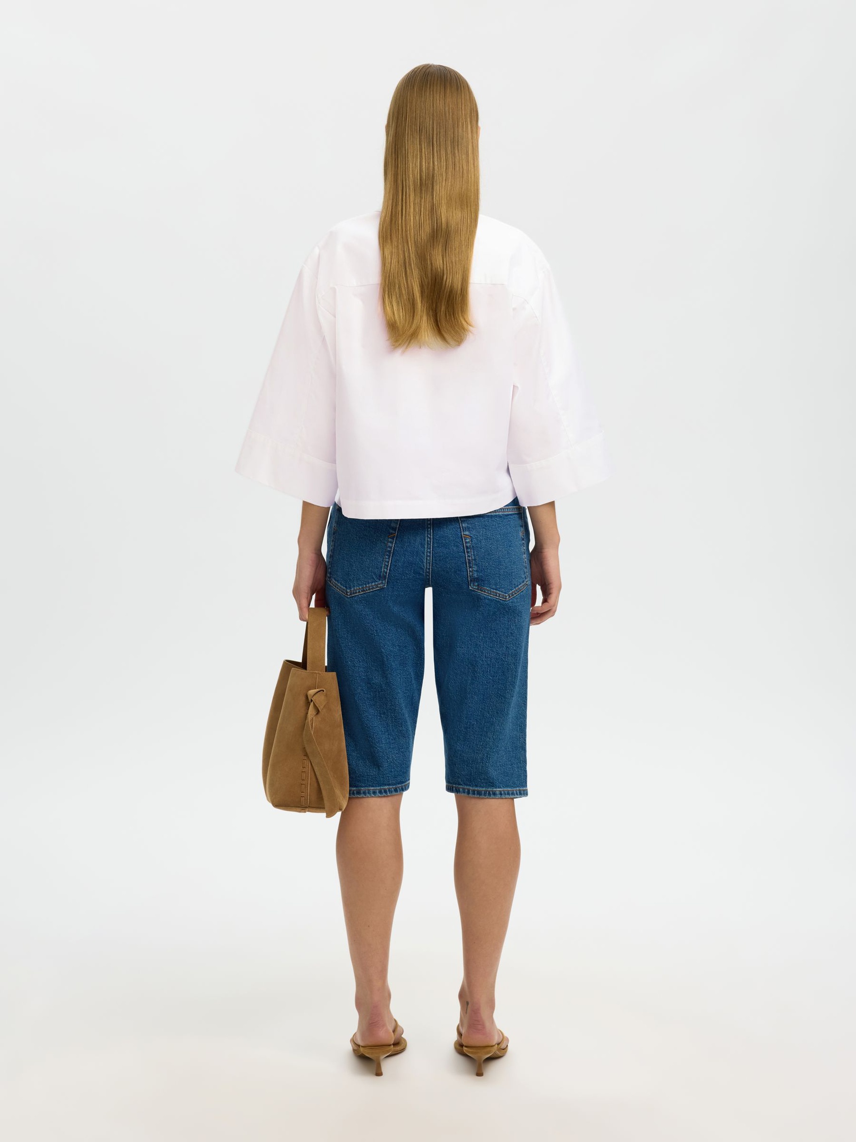 BOXY FIT KURZARMHEMD, Bright White, highres