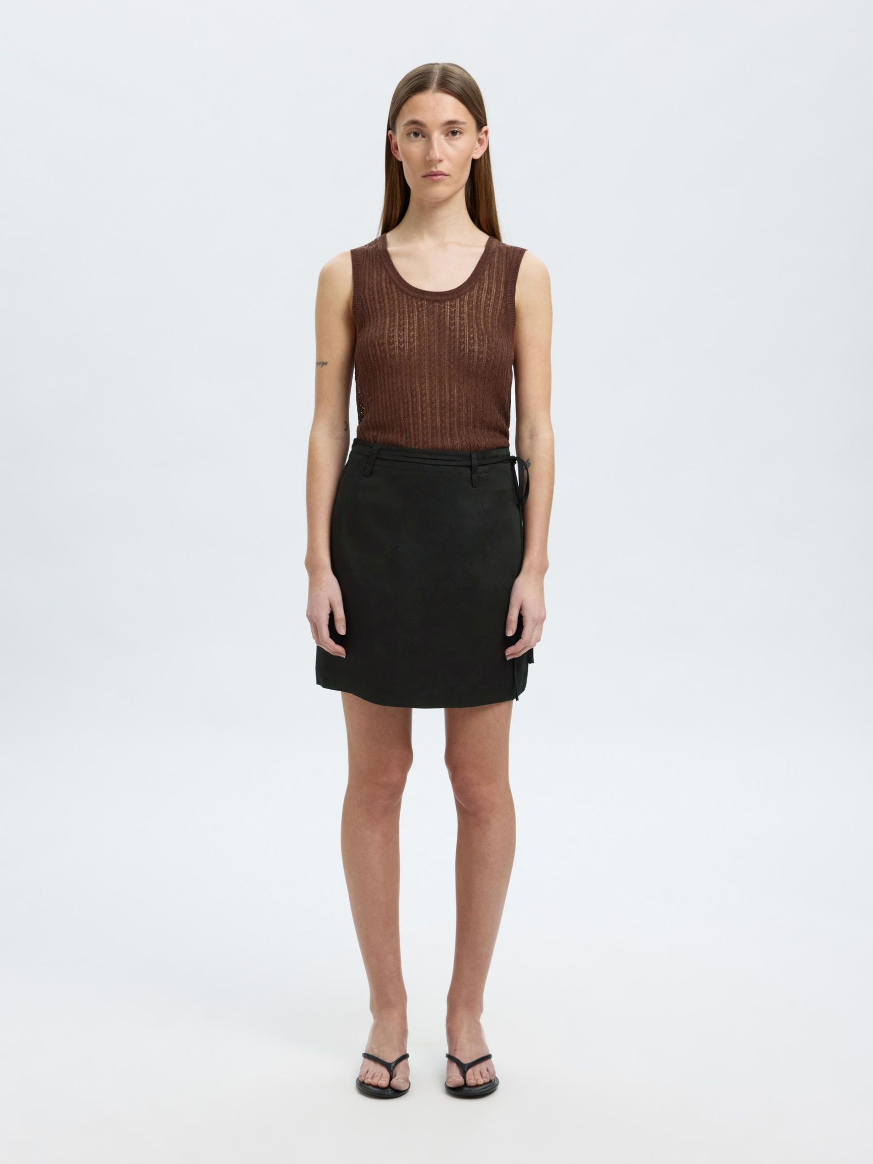 LINBLANDING MINISKJØRT, Black, highres