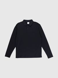 LONG-SLEEVED POLO SHIRT, Black, highres