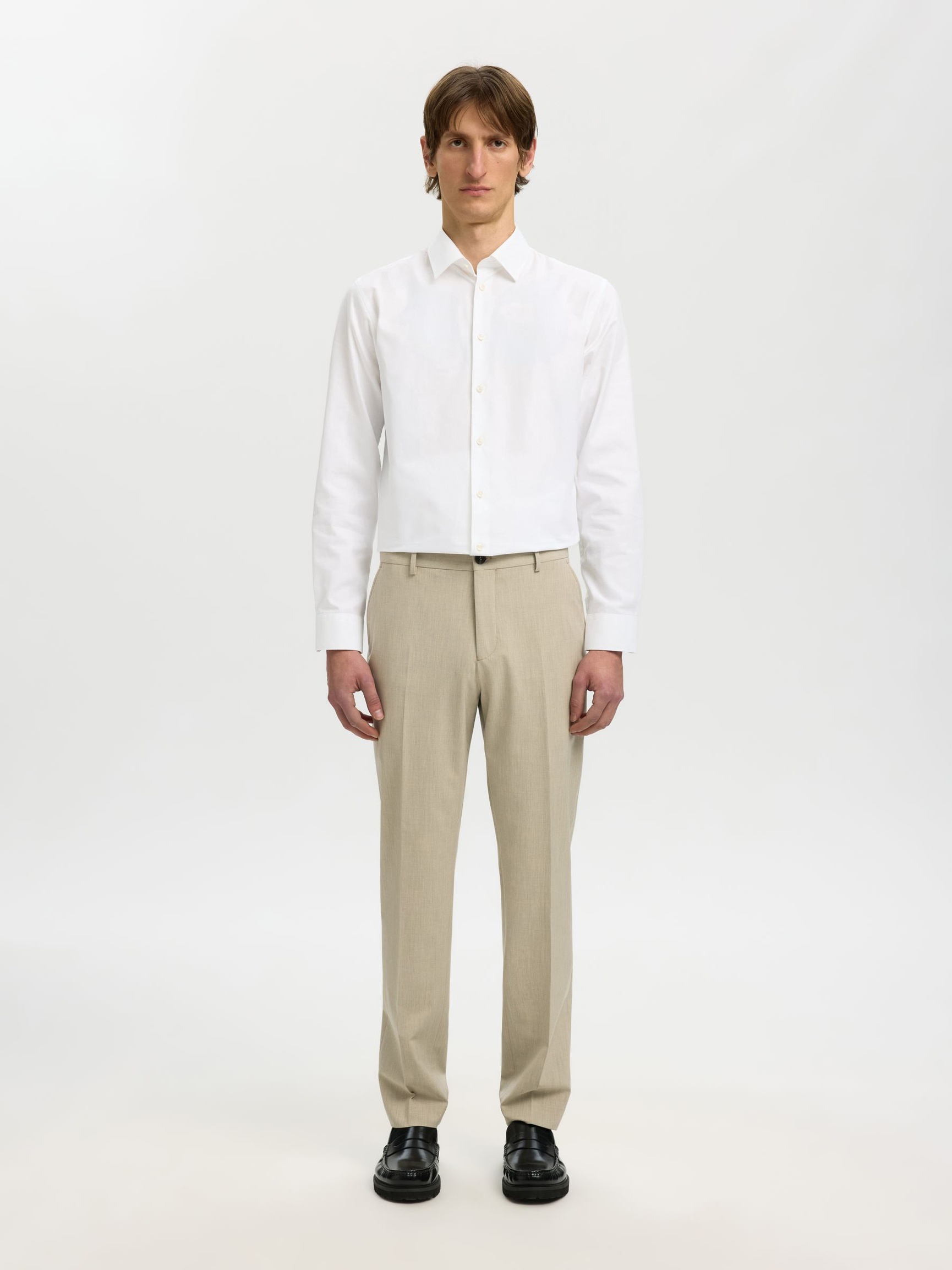 LANGERMET SLIM FIT SKJORTE, Bright White, highres